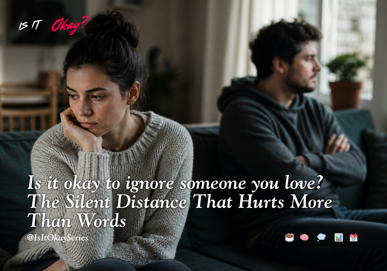Two people sitting apart in silence representing “is it okay to ignore someone you love,” showing emotional distance and inner conflict