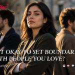 Is it okay to set boundaries. A person standing confidently alone representing setting boundaries and self respect, showing calm strength and emotional clarity